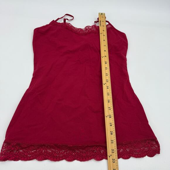 EXPRESS Lace Trim Bra Cami Tank Top Size M Red Stretch Romantic Preppy Y2K - Picture 6 of 6